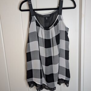 Lane Bryant Black and White Checkered Tank Top
